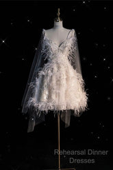 Unique Ball Gown Straps Sequin Short White Wedding Dresses Brides Dress